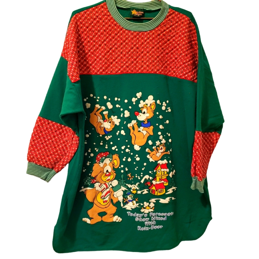 Starlit Nights  Vintage Reindeer Pajama Nightgown